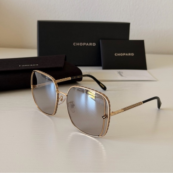 New! Chopard Gold Sunglasses for Women, SCHG33S 301X, Authentic - Picture 2 of 13